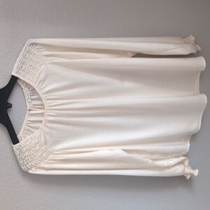 alex & lili cream top blouse with smocking